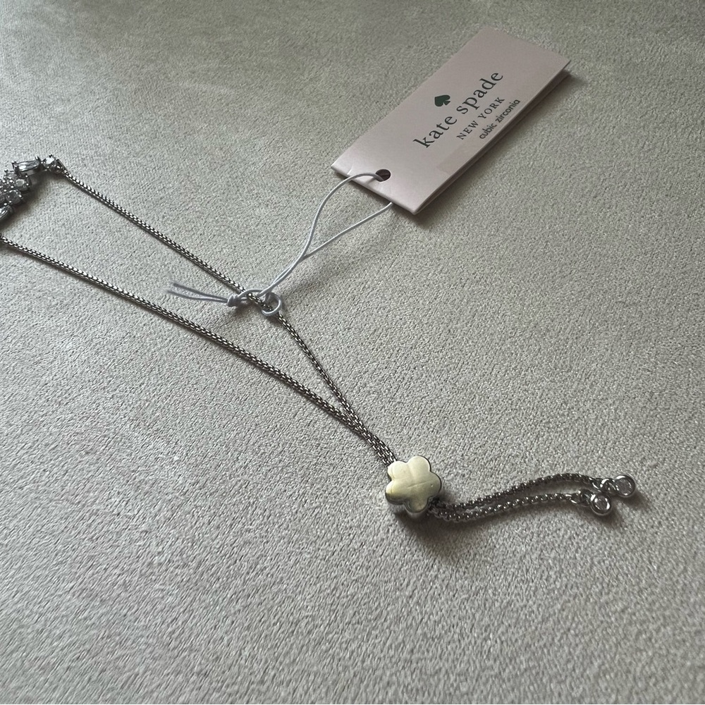NWT Kate Spade Gleaming Gardenia Flower Slider Bracelet - Picture 5 of 12